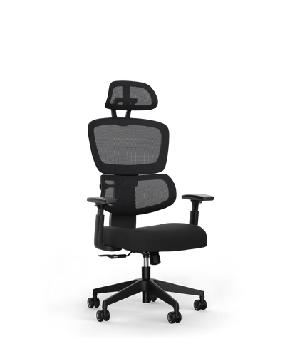 Ergonomischer Bürostuhl DESKSPACE MOVE in Grau mit weißem Gestell, freigestellte Produktansicht vor hellem Hintergrund